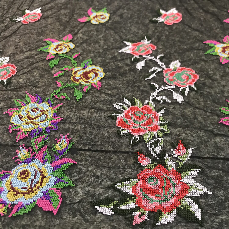 Embroidered Fabric Cross Stitch Dress Polyester for Women's Wear Whole 4